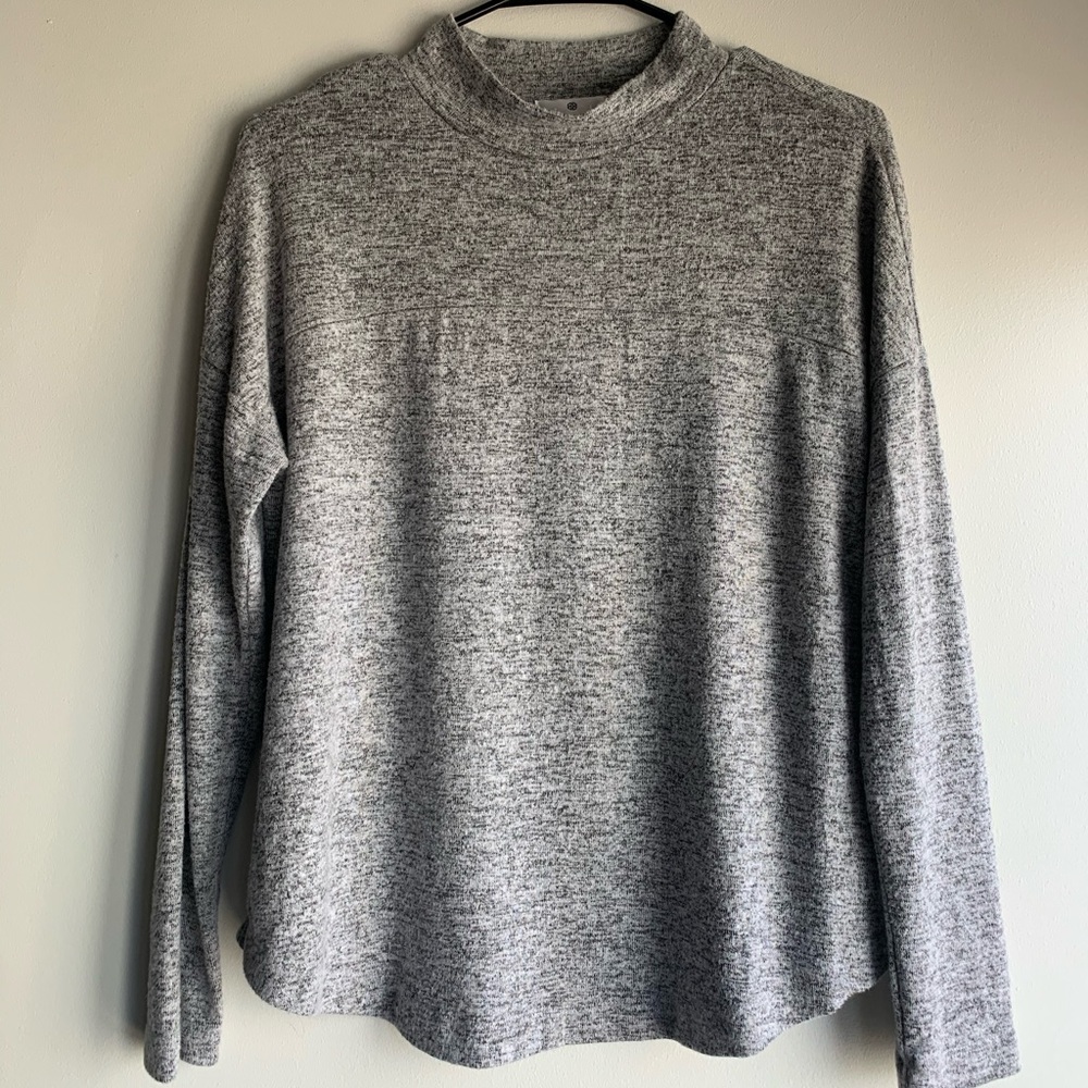 Grey long sleeve raised collar